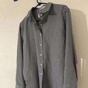 Orvis Long Sleeved Button Up Women Shirt Plaid Black/White Size 16 Cotton Blend